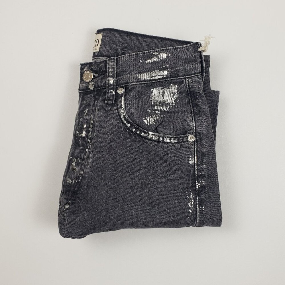 Anthropologie Etica Marley Ultra High Rise Baggy Jeans Women's Sz 24 Icicle Grey - Picture 15 of 16